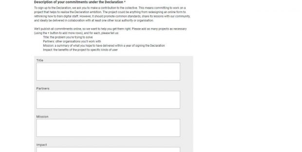 Screenshot of the commitments section of the sign up form