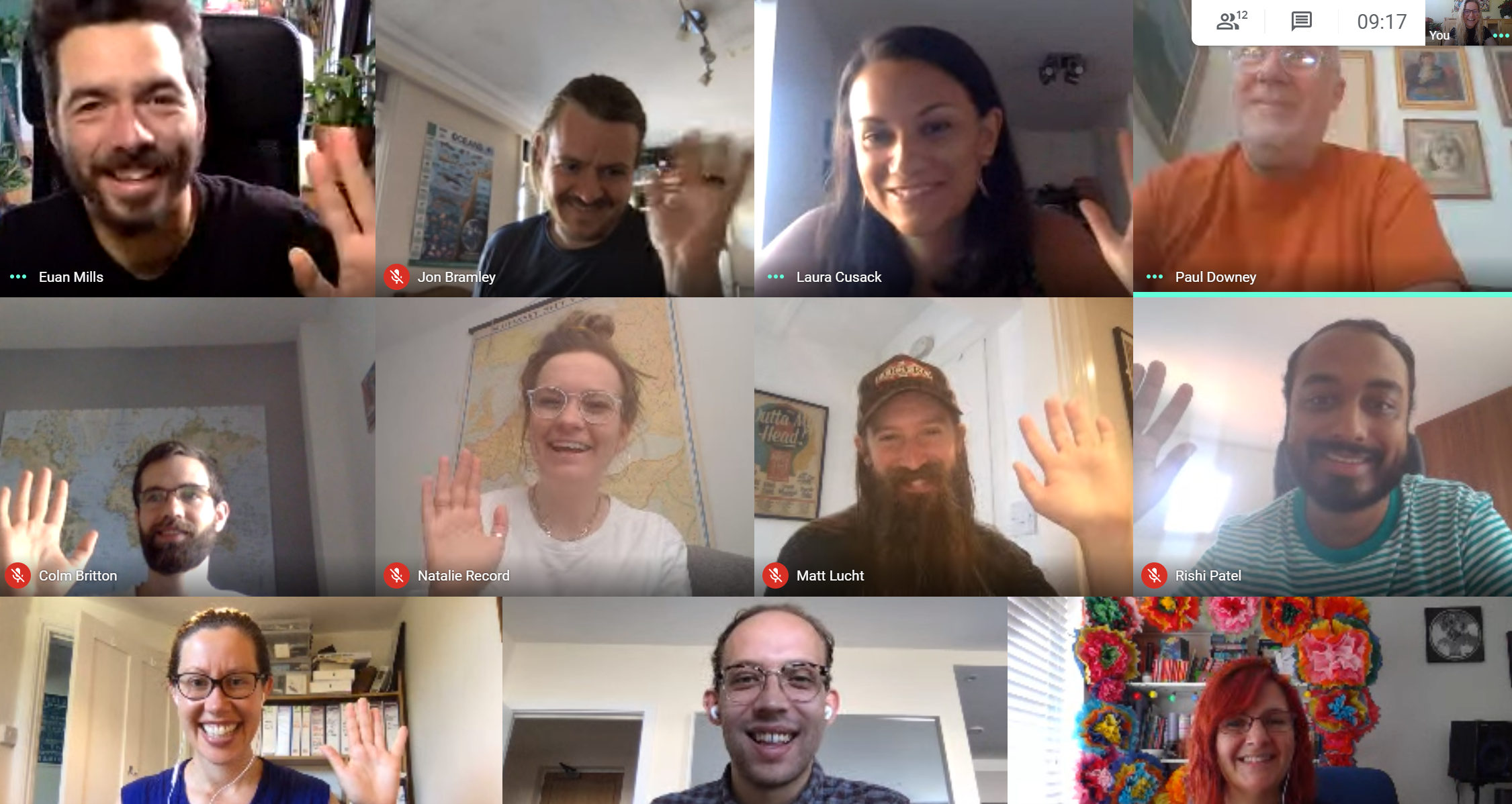 Digital Land team's remote morning stand up on Google Hangouts