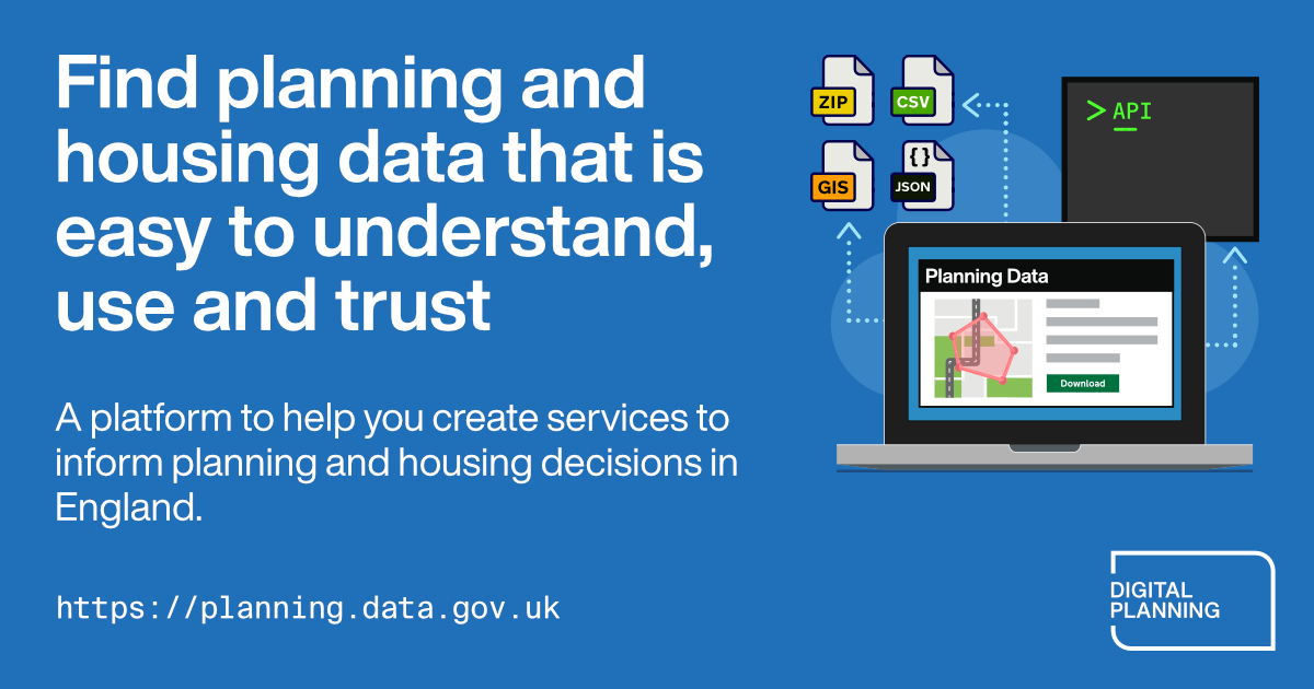 Find planning and housing data that is easy to understand, use and trust. A platform to help you create services to inform planning and housing decisions in England. https://www.planning.data.gov.uk/