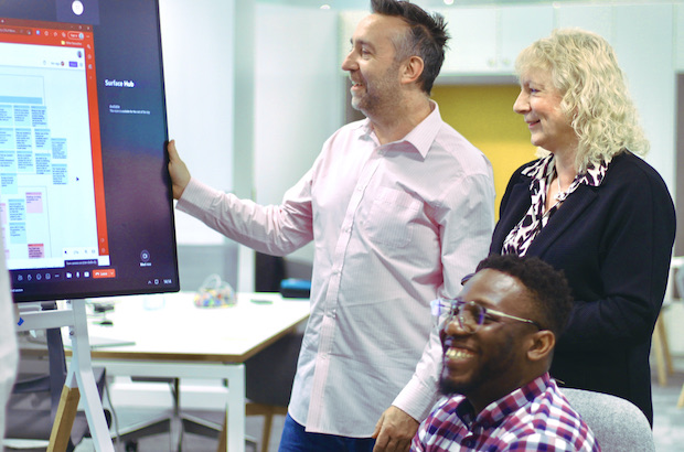 A meeting of the technology team using video conferencing at one of DLUHC's offices