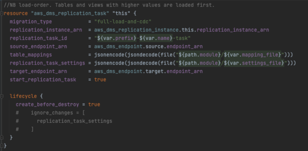 a code snippet showing an example of a task