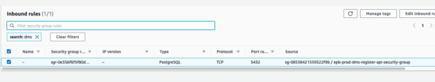 a screenshot illustrating how the security groups were created