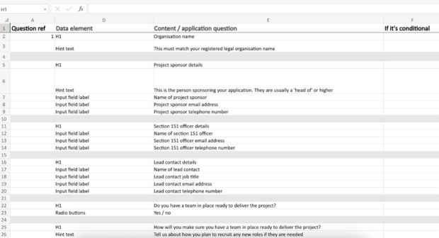 A screenshot of a spreadsheet with data