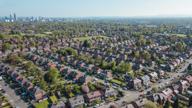 a residential area seen from above