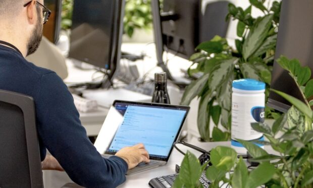 a person working on a laptop