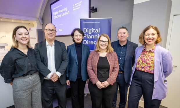 Image of presenters at the event from left to right:  
Louise Welham, Innovation Lead, MHCLG 
Councillor Adam Hug, Chair of the Local Government Association and Leader of Westminster Council 
Wei Yang OBE, CEO, Digital Task Force for Planning 
Caroline Crowther, Director Leasehold, Private Rented Sector and Digital, MHCLG 
Mick Dunn, Business Development Specialist, Nottingham City Council 
Bridget Wilkins, Head of Adoption, Engagement and Innovation, MHCLG.