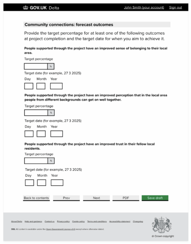 Screenshots showing how the data fields have been improved to be clear and more specific