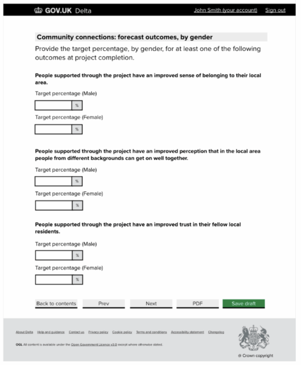 Screenshots showing how the data fields have been improved to be clear and more specific