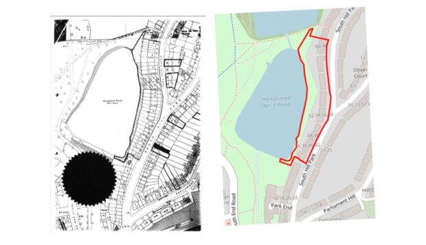 The georeferenced version of the map and polygon