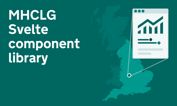 A title card with text: MHCLG Svelte component library