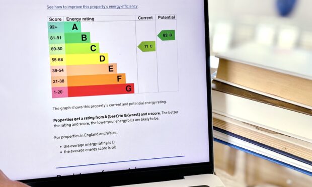 a picture of a laptop screen with an energy performance certificate shown
