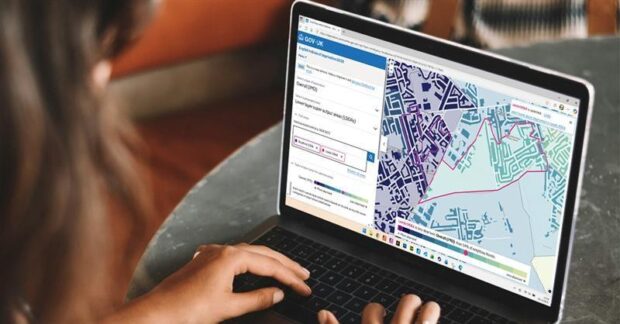 a laptop screen showing one of the maps in the tool 