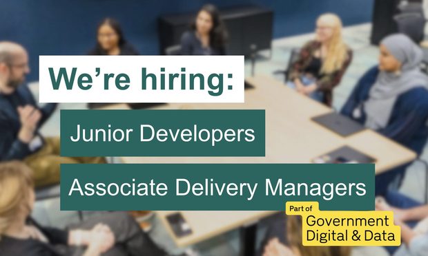 A graphic that says: We're hiring: Junior Developers and Associate Delivery Managers